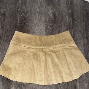 Fashion Nova tan Corduroy Pleated Skirt